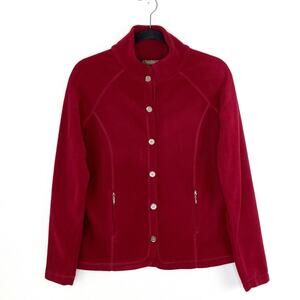 Jane Ashley Fleece High Collar Jacket Full Snap Medium